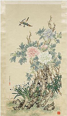 Zhaolin Qu : A PEONY AND MAGPIE