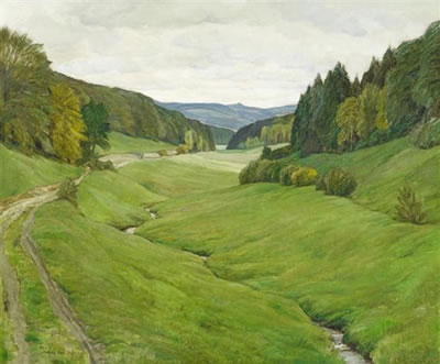 Willy Ter Hell : Landschaft mit einem Bach. 1927.