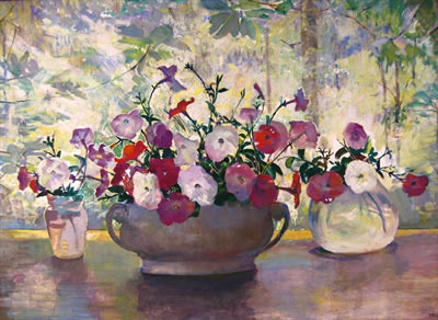 Ethel Pennewill Brown Leach : Still Life with Petunias