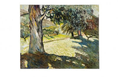 Alfred Lombard : Paysage au grand arbre. Vers 1905.