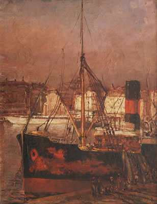 Émile Auguste Wery : Bateaux à quai dans le port de Marseille