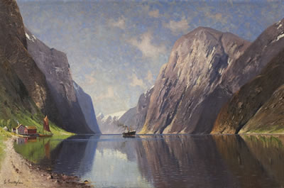 Elisabeth Gruttefien Kiekebusch : FJORD WITH STEAMER