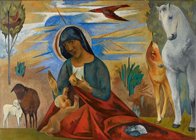 Heinrich Nauen : MADONNA MIT DEN TIEREN (MADONNA WITH THE ANIMALS)