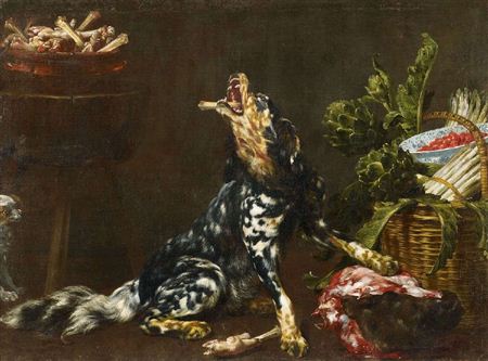 Paul De Vos : STILL LIFE WITH HUNTING DOG