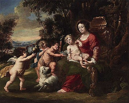 Jan van Yperen Thomas : THE VIRGIN WITH CHILD, THE INFANT JOHN THE BAPTIST AND PUTTI