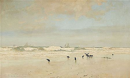 Frank Walton : CROWS ON A BEACH