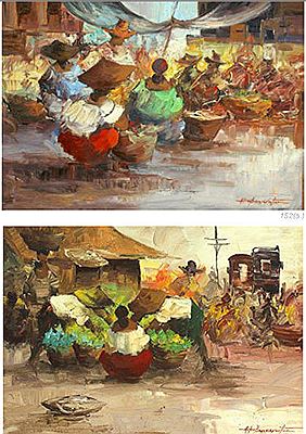 Alfredo Buenaventura : Market Scene 1 and Market Scene 2