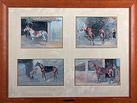 Jules Baron Finot : CHEVAUX DE COURSE AU PADDOCK OU À L'ÉCURIE. (4)