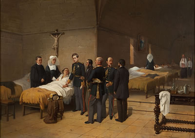 Thomas Jones Barker : KING PEDRO V OF PORTUGAL AND BRAZIL, VISITING THE WOUNDED 1858