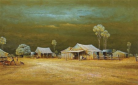 John Pointon : Untitled - Homestead with figures