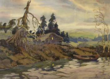 Thayne Logan : Cabin on a water bank