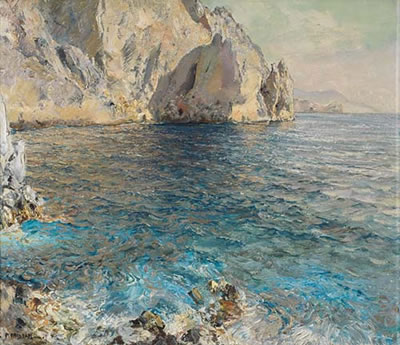 Carlo Perindani : Scogliera al sole, Capri