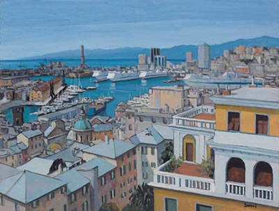 Giuseppe Bonci : Veduta di Genova