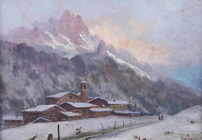 Ugo Gheduzzi : Borgo montano innevato