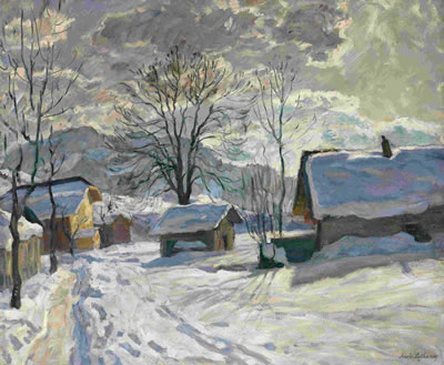 Arnold Lakhovsky : Village in Winter