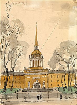 Nikolai Fedorovich Lapshine : Views of Leningrad and Surrounding Area, nine works, three double-sided (9)