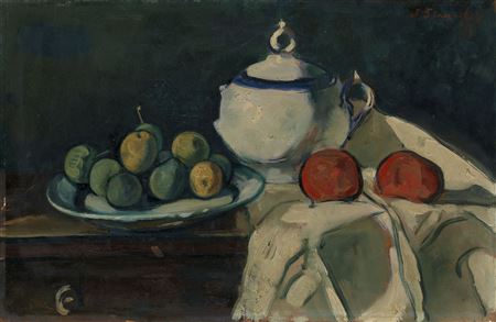 Nikolai Sinezouboff : Still Life with a Blue and White Pot