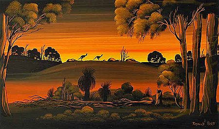 Reynold Hart : Landscape with Kangaroos