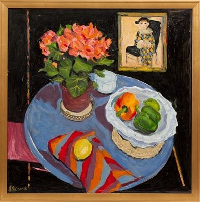 Myer Lacome : STILL LIFE WITH HARLEQUIN BOY