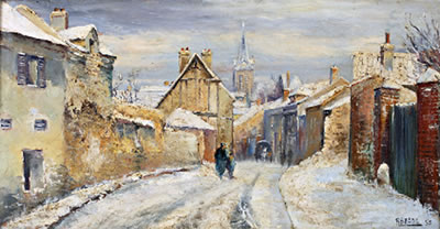 Raymond Besse : Rue sous la neige à Fontenay en Parisis