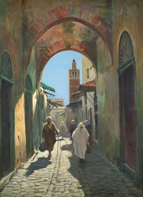 Karol Kossak : RUE PASSANTE À TUNIS