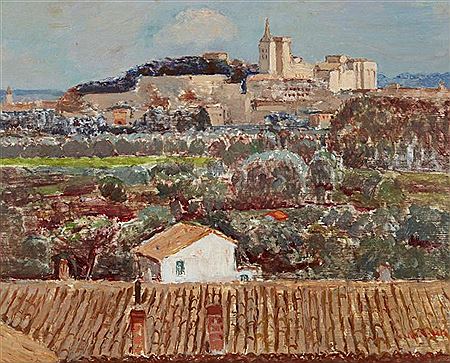 Georges Andre Klein : Avignon vue de Villeneuve