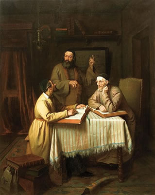 Edouard Moyse : Theological discussion, 1863