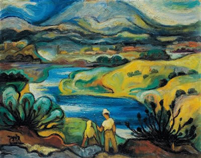 Samuel Schlesinger : Couple sitting by Lake Kinereth