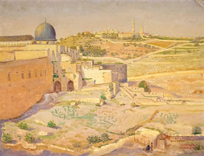 Jakob Eisenberg : The Temple Mount and Mount of Olives