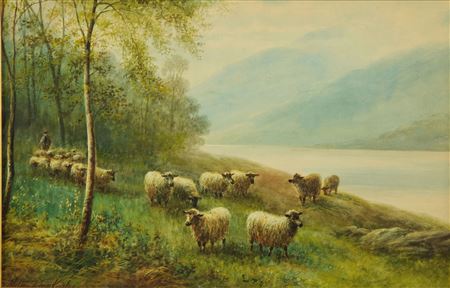 Milton Drinkwater : Sheep in Lakeland landscape