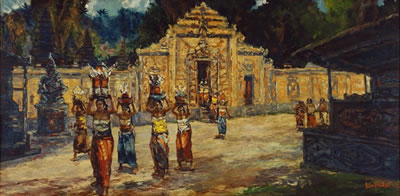 Sujatno Koempoel : Galungan Ceremony in the Pura (Upacara di Bali), ca. 1965