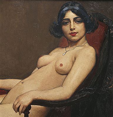 Ernest Marneffe : Femme nue assise. 1916