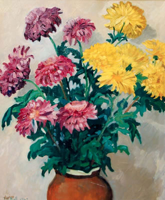 Frederick William Hull : Still Life - Chrysanthemums