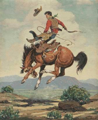 Tillman Goodan : Bucking Bronco and Cowboy