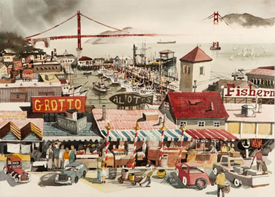 Jake Lee : Sweeping View of Fisherman's Wharf and the Golden Gate Bridge