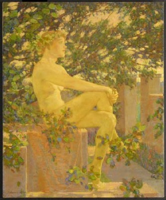 Charles Drogkamp : Seated Nude in Landscape