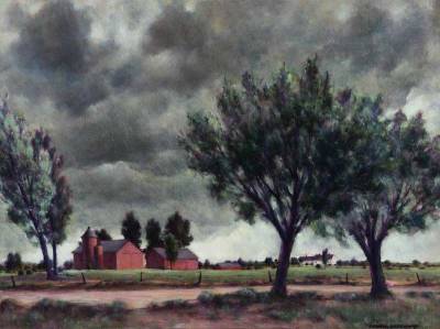 Charles Drogkamp : Farm in atmospheric landscape