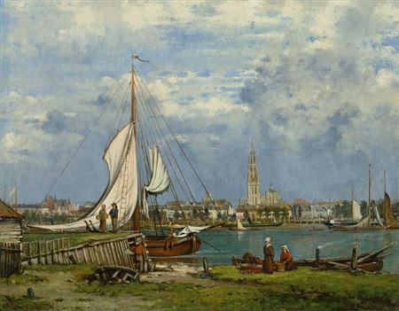 Louis Pulinckx : Blick auf Stadt und Hafen von Antwerpen