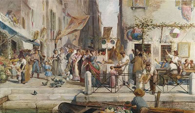 Egisto Lancerotto : Hustle and bustle in a Venetian street