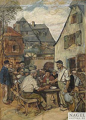 Fritz Boehle : In an inn at Frankfurt-Sachsenhausen