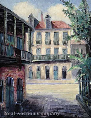 Nestor Hippoyle Fruge : Pirate's Alley Looking Towards Royal Street, French Quarter