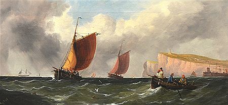 George Dodgson Callow : Sailing boats arriving home (a pair)