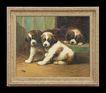 Jean Lefort : 'Three St. Bernard Puppies'