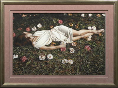 Adrian Deckbar : WOMAN SLEEPING IN A FIELD OF FLOWERS