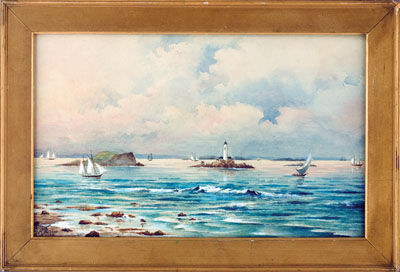 George Phipps : Harbor Scene with Lighthouse