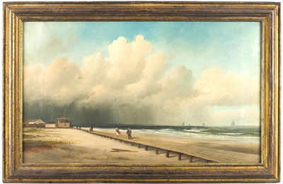 George Essig : VIEW OF A BOARDWALK AND STORM, NEW JERSEY SHORE