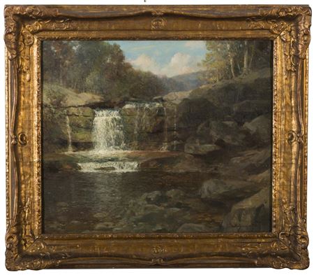 Bayard Henry Tyler : Catskill Mountain Stream with Waterfall