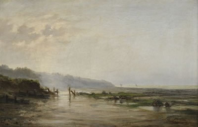 Jules Charles Rozier : Vue d'une plage à marée basse