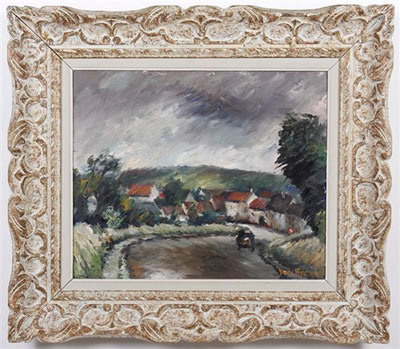 Yves Becon : Landscape of village and winding road