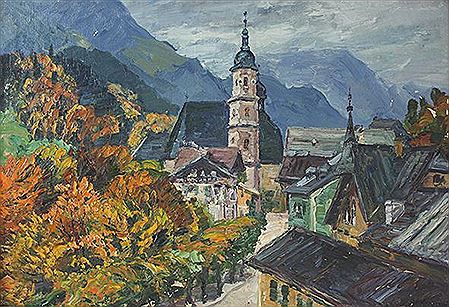 Hugo Kreyssig : Teilansicht von Berchtesgaden im Herbst